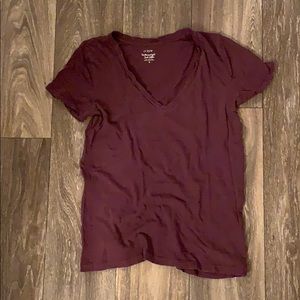 J Crew burgundy v neck tee (small)